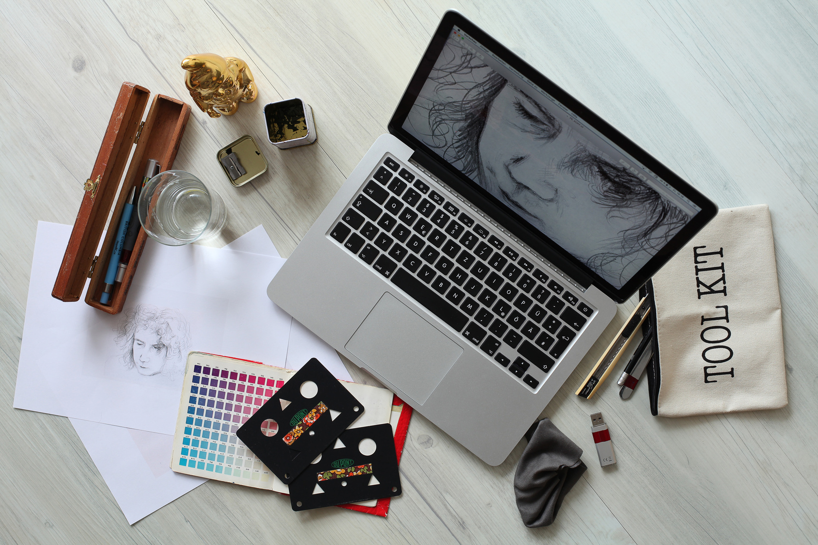 A Flatlay of a Workspace